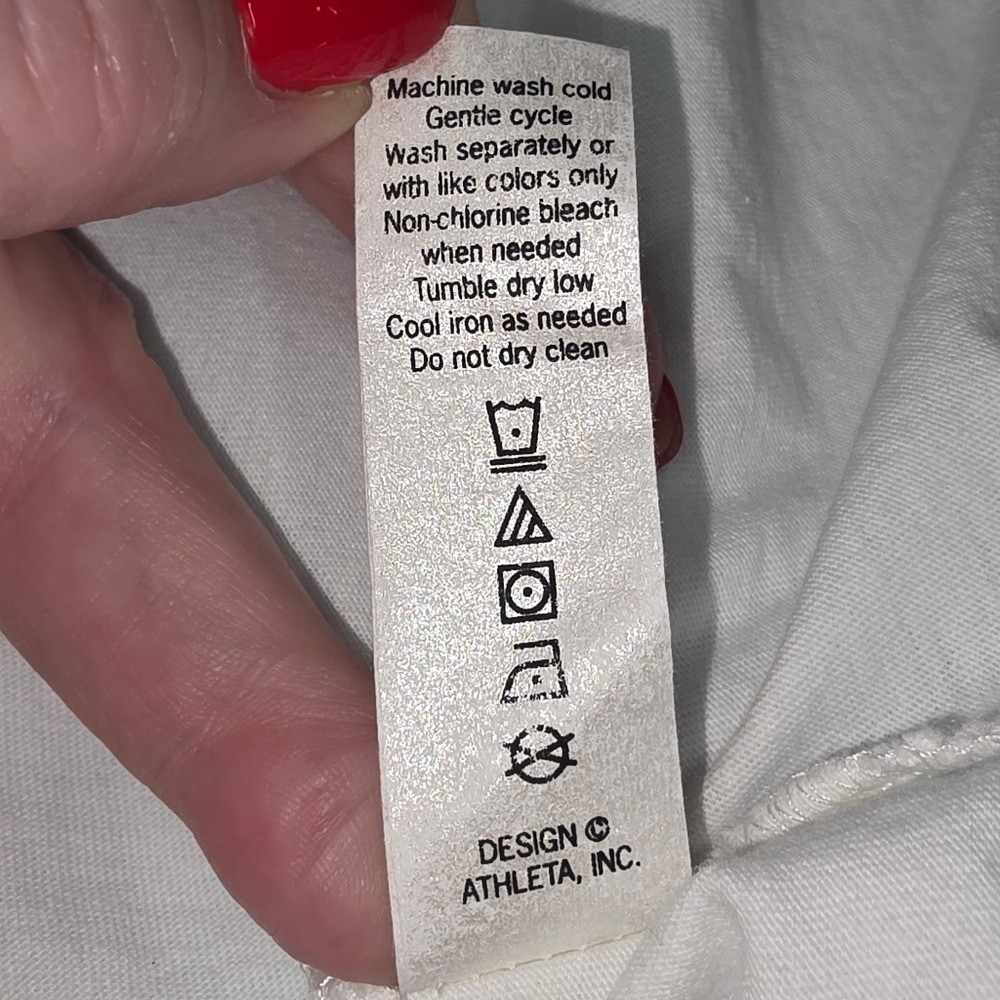 Athleta Blue Layered V-Neck Long Sleeve Cotton Top Embroidered Back Size S 45263 - Picture 5 of 5
